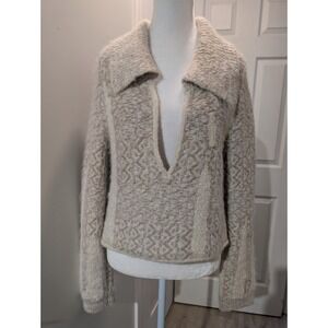 Rachel Comey Soft Alpaca / Wool Deep V-Neck Sweater Cream & Beige - Size Small